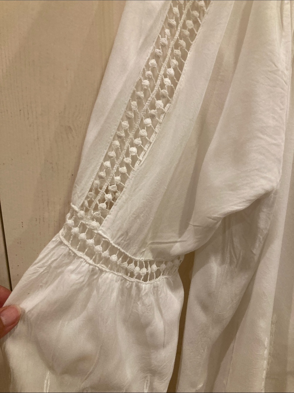 Boho White Long Sleeve Embroidered Peasant Dress - Picture 4 of 10
